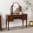 Dark Brown Wooden Reeded Wardrobe, Dressing Table, Mirror Set, Chest of 3 Drawers &amp; Pair of Bedside Tables - Georgian Range