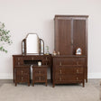 Dark Brown Wooden Reeded Wardrobe, Dressing Table, Mirror Set, Chest of 3 Drawers &amp; Pair of Bedside Tables - Georgian Range