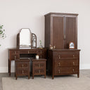 Dark Wood Reeded Wardrobe, Dressing Table, Mirror Set, Chest of 3 Drawers & Pair of Bedside Tables - Georgian Range