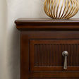 Dark Brown Wooden Reeded Wardrobe, Dressing Table, Mirror Set &amp; Pair of Bedside Tables - Georgian Range