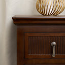 Dark Brown Wooden Reeded Wardrobe, Dressing Table, Mirror Set &amp; Pair of Bedside Tables - Georgian Range