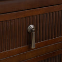 Dark Brown Wooden Reeded Wardrobe, Dressing Table, Mirror Set &amp; Pair of Bedside Tables - Georgian Range