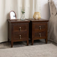 Dark Brown Wooden Reeded Wardrobe, Dressing Table, Mirror Set &amp; Pair of Bedside Tables - Georgian Range