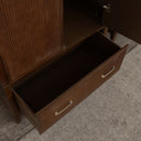 Dark Brown Wooden Reeded Wardrobe - Georgian Range