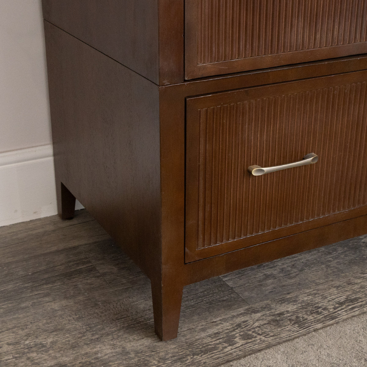 Dark Brown Wooden Reeded Wardrobe - Georgian Range – Melody Maison