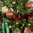 Dark Red Metallic Ruffle Christmas Tree Ribbon - 270cm (2.7m / 106.3')