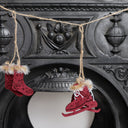 Dark Red &amp; White Winter Garland / Table Scatters - 120cm