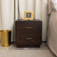 Dark Wood 2 Drawer Bedside Table - Kingsley Range