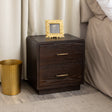 Dark Wood 2 Drawer Bedside Table - Kingsley Range