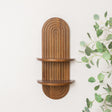 Dark Wood 2 Tier Arched Fluted Wall Shelf - 30cm x 60cm