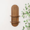 Dark Wood 2 Tier Arched Fluted Wall Shelf - 30cm x 60cm