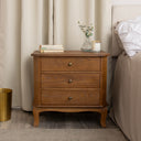 Dark Wood 3 Drawer Extra Wide Bedside Table - Ashwell Range