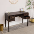 Dark Wood 4 Drawer Dressing Table &amp; Stool Set - Kingsley Range