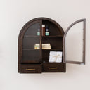 Dark Wood Arched Wall Mounted Cabinet - Kingsley Range