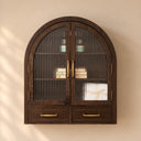 Dark Wood Arched Wall Mounted Storage Cabinet - Kingsley Range