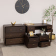 Dark Wood Chest of 3 Drawers, Dressing Table &amp; Pair of Bedside Tables - Kingsley Range
