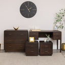 Dark Wood Chest of 3 Drawers, Dressing Table &amp; Pair of Bedside Tables - Kingsley Range