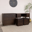 Dark Wood Chest of 3 Drawers, Dressing Table &amp; Pair of Bedside Tables - Kingsley Range