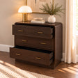 Dark Wood Curved 3 Drawer Chest of Drawers - Kingsley Range
