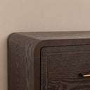 Dark Wood Curved 3 Drawer Chest of Drawers - Kingsley Range
