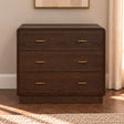 Dark Wood Curved 3 Drawer Chest of Drawers - Kingsley Range