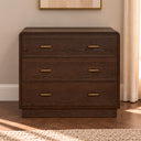 Dark Wood Curved 3 Drawer Chest of Drawers - Kingsley Range