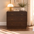 Dark Wood Curved 3 Drawer Chest of Drawers - Kingsley Range