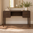 Dark Wood Curved 4 Drawer Dressing Table - Kingsley Range