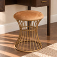 Dark Wood Curved 4 Drawer Dressing Table &amp; Stool Set - Kingsley Range