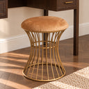 Dark Wood Curved 4 Drawer Dressing Table &amp; Stool Set - Kingsley Range