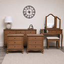 Dark Wood Dressing Table Set, Chest of Drawers & Pair of Wide Bedside Tables - Ashwell Range