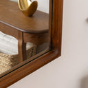 Dark Wood Framed Arched Wall &amp; Mantle Mirror - 90cm x 75cm