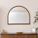 Dark Wood Framed Arched Wall &amp; Mantle Mirror - 90cm x 75cm