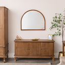 Dark Wood Framed Arched Wall &amp; Mantle Mirror - 90cm x 75cm