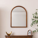 Dark Wood Framed Arched Wall Mirror - 60cm x 80cm
