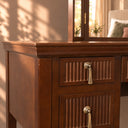 Dark Wood Reeded Dressing Table, Mirror and Stool Set - Georgian Range
