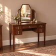 Dark Wood Reeded Dressing Table, Mirror and Stool Set - Georgian Range