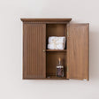 Dark Wood Reeded Wall Mounted Cabinet