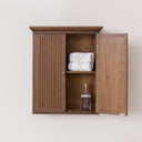 Dark Wood Reeded Wall Mounted Cabinet