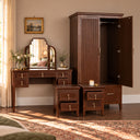 Dark Wood Reeded Wardrobe, Dressing Table, Mirror Set &amp; Pair of Bedside Tables - Georgian Range