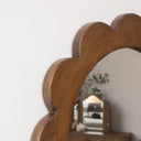 Dark Wood Scalloped Edge Bevelled Wall Mirror - 70cm