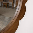 Dark Wood Scalloped Edge Bevelled Wall Mirror - 70cm