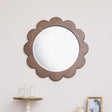 Dark Wood Scalloped Edge Bevelled Wall Mirror - 70cm