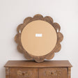 Dark Wood Scalloped Edge Bevelled Wall Mirror - 70cm