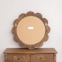 Dark Wood Scalloped Edge Bevelled Wall Mirror - 70cm