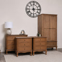 Dark Wood Wardrobe, 4 Drawer Chest of Drawers and Pair of Wide 3 Drawer Bedside Tables - Ashwell Range