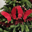 Set of 2 Deep Red Glitter Velvet Butterfly Tree Decorations - 22cm