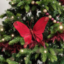 Deep Red Glitter Velvet Butterfly Tree Decoration - 22cm