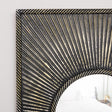 Distressed Black Rectangular Wooden Sunburst Wall Mirror - 60cm x 80cm