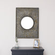 Distressed Black Rectangular Wooden Sunburst Wall Mirror - 60cm x 80cm